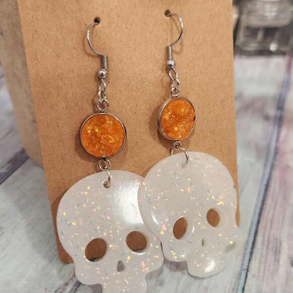Halloween Skull Dangle Earrings - Picture 2 of 6
